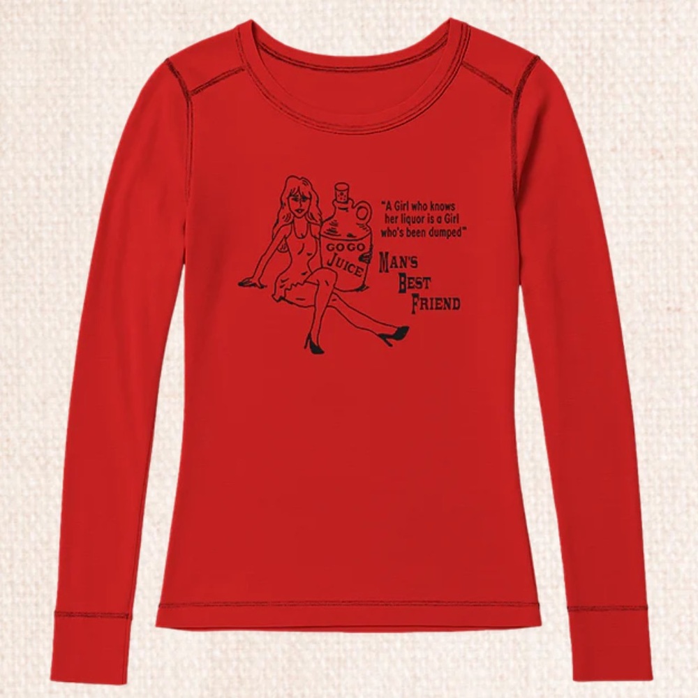 Sabrina Carpenter Man’s Best Friend GoGo Juice Women Fitted Long Sleeve T-Shirt
